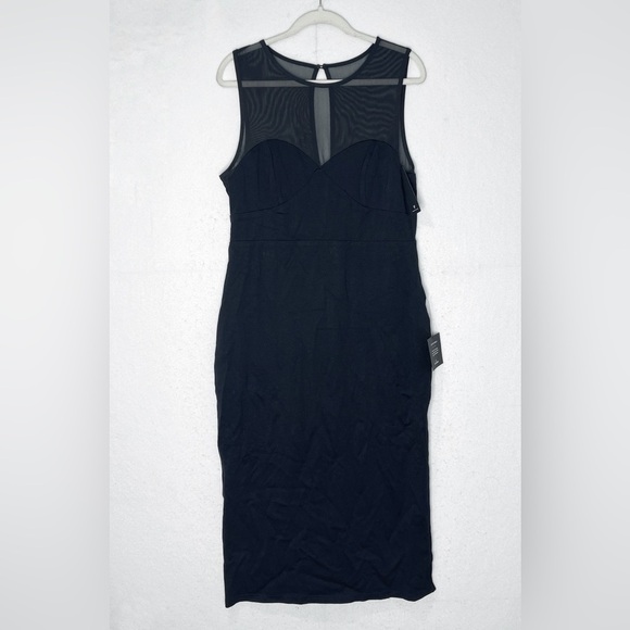 Lulus Sophisticated Debut Black Mesh Sleeveless Bodycon Midi Dress XL Sexy - Picture 5 of 13